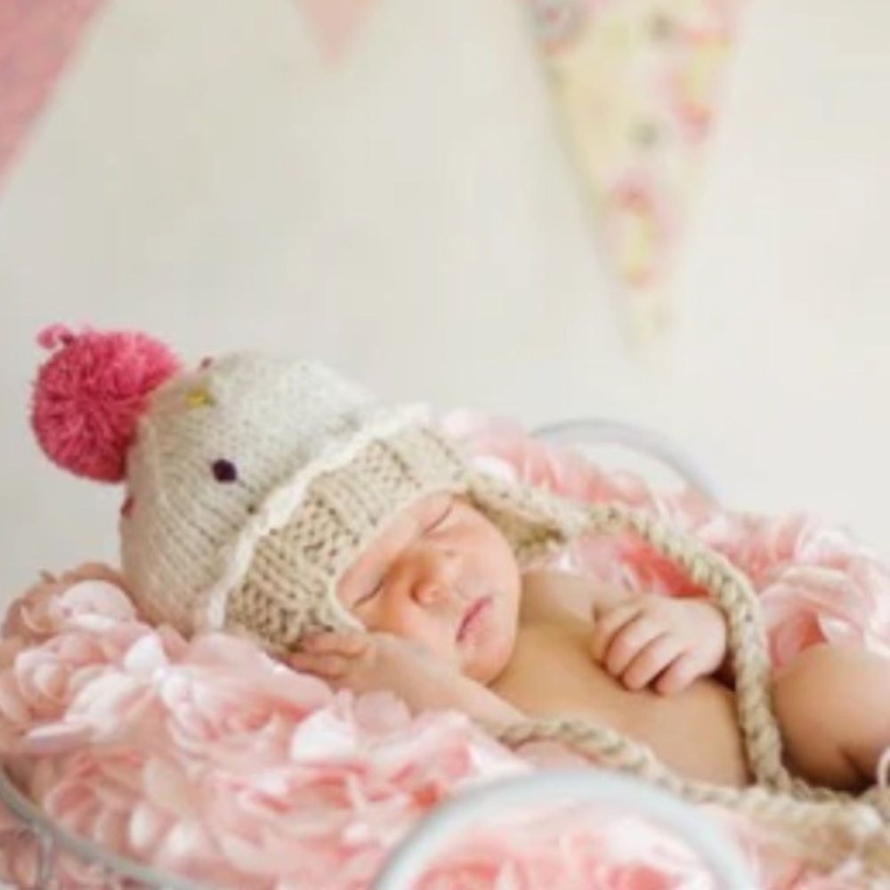 Daisy Baby Toddler Crocheted Cupcake Hat Beanie with Ear Flaps 12-24 Months NWT